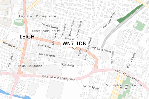 WN7 1DB map - large scale - OS Open Zoomstack (Ordnance Survey)