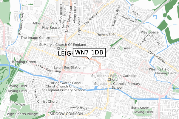 WN7 1DB map - small scale - OS Open Zoomstack (Ordnance Survey)