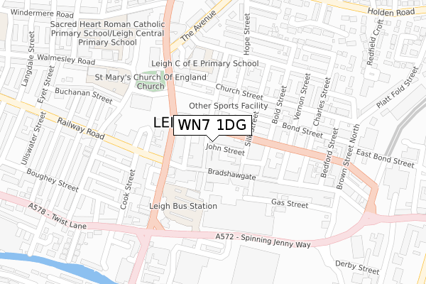 WN7 1DG map - large scale - OS Open Zoomstack (Ordnance Survey)