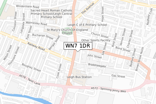 WN7 1DR map - large scale - OS Open Zoomstack (Ordnance Survey)