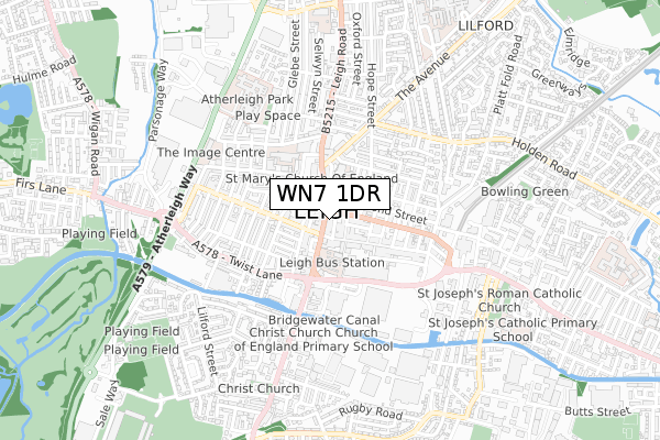 WN7 1DR map - small scale - OS Open Zoomstack (Ordnance Survey)