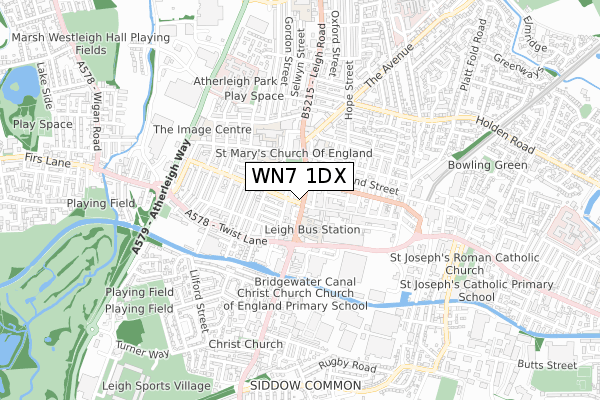 WN7 1DX map - small scale - OS Open Zoomstack (Ordnance Survey)