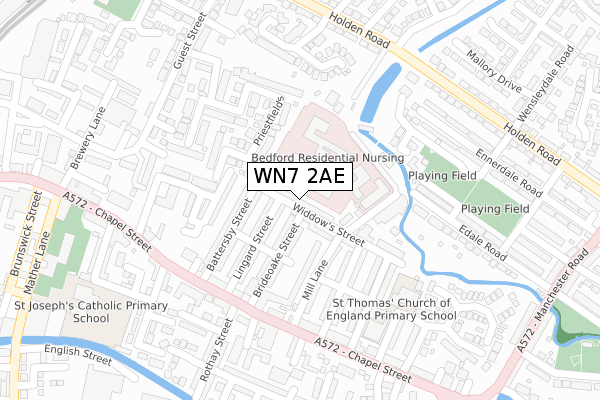 WN7 2AE map - large scale - OS Open Zoomstack (Ordnance Survey)