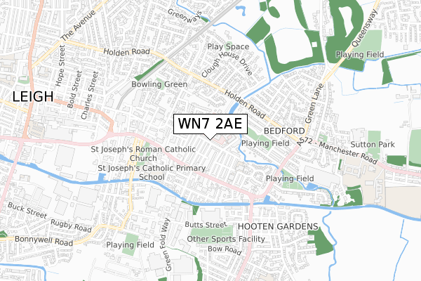 WN7 2AE map - small scale - OS Open Zoomstack (Ordnance Survey)