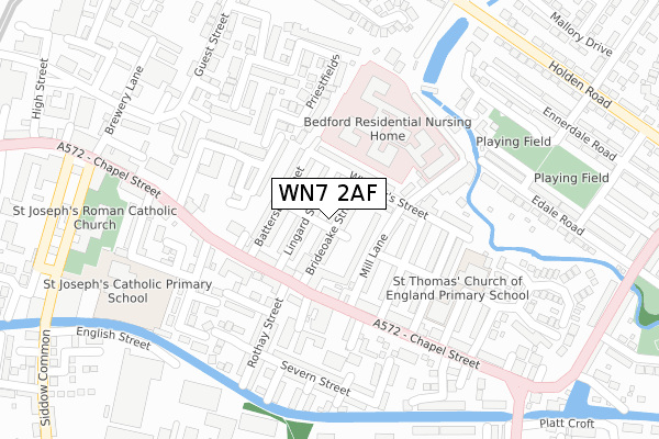 WN7 2AF map - large scale - OS Open Zoomstack (Ordnance Survey)