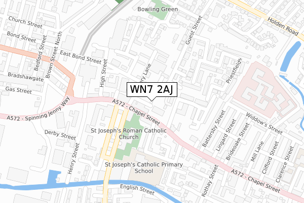 WN7 2AJ map - large scale - OS Open Zoomstack (Ordnance Survey)