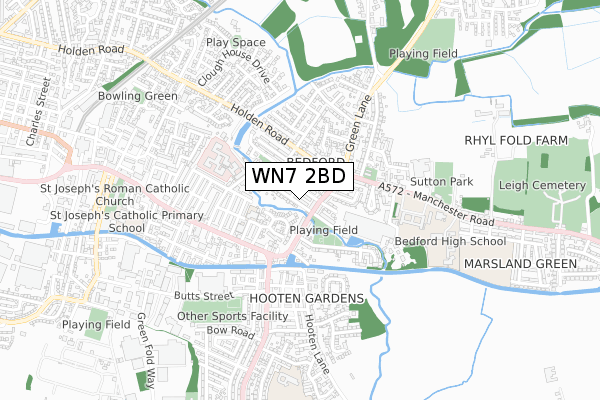 WN7 2BD map - small scale - OS Open Zoomstack (Ordnance Survey)