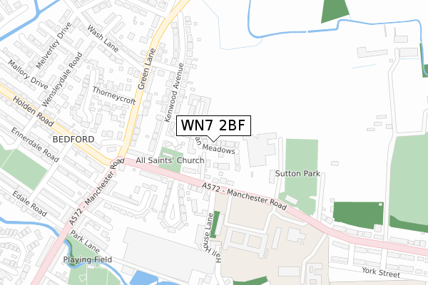 WN7 2BF map - large scale - OS Open Zoomstack (Ordnance Survey)