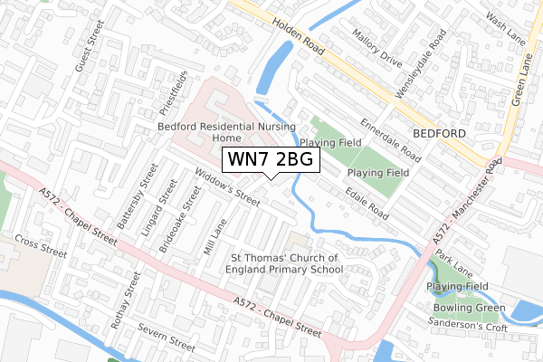 WN7 2BG map - large scale - OS Open Zoomstack (Ordnance Survey)