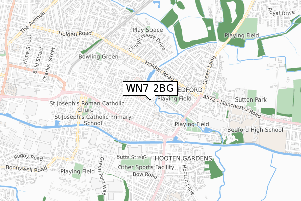 WN7 2BG map - small scale - OS Open Zoomstack (Ordnance Survey)