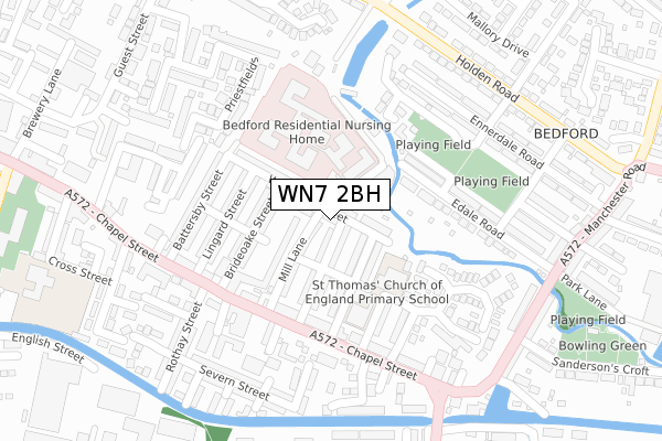 WN7 2BH map - large scale - OS Open Zoomstack (Ordnance Survey)