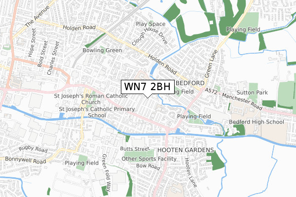 WN7 2BH map - small scale - OS Open Zoomstack (Ordnance Survey)