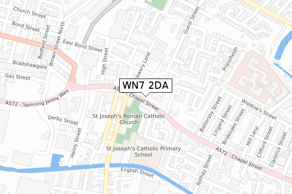 WN7 2DA map - large scale - OS Open Zoomstack (Ordnance Survey)
