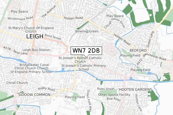 WN7 2DB map - small scale - OS Open Zoomstack (Ordnance Survey)