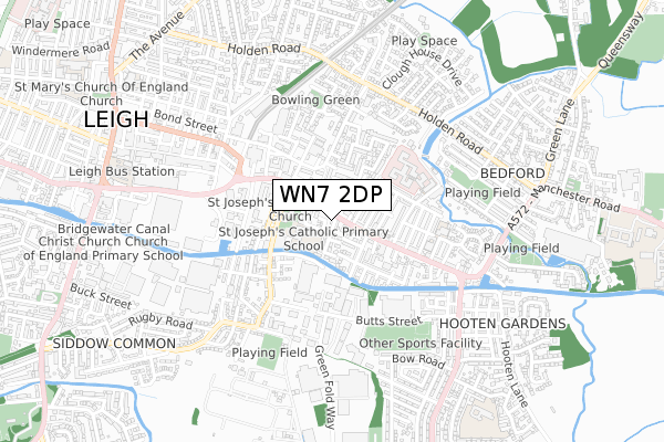 WN7 2DP map - small scale - OS Open Zoomstack (Ordnance Survey)