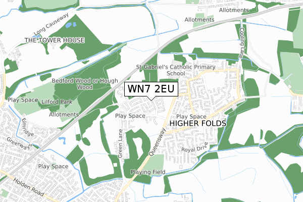 WN7 2EU map - small scale - OS Open Zoomstack (Ordnance Survey)