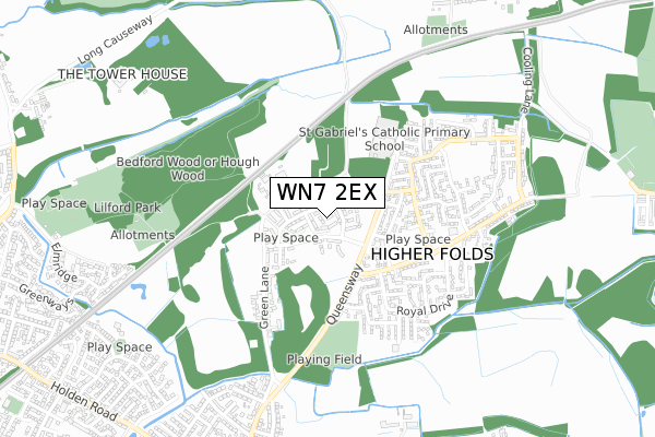 WN7 2EX map - small scale - OS Open Zoomstack (Ordnance Survey)