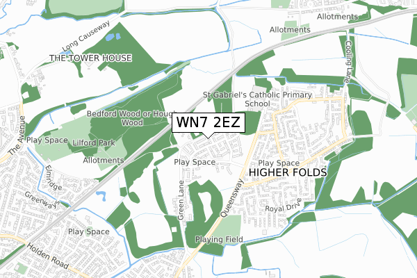 WN7 2EZ map - small scale - OS Open Zoomstack (Ordnance Survey)