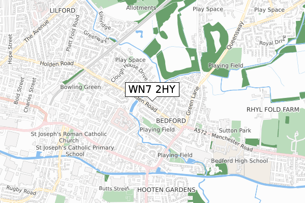 WN7 2HY map - small scale - OS Open Zoomstack (Ordnance Survey)