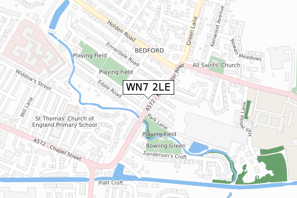 WN7 2LE map - large scale - OS Open Zoomstack (Ordnance Survey)