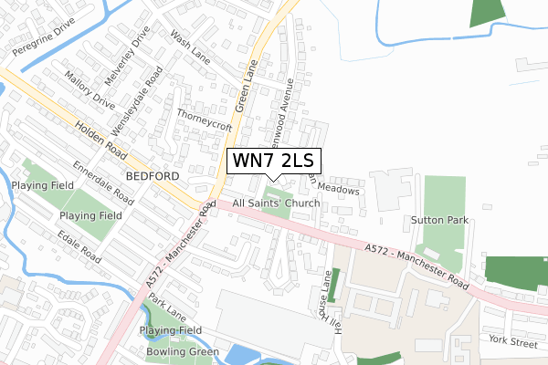 WN7 2LS map - large scale - OS Open Zoomstack (Ordnance Survey)