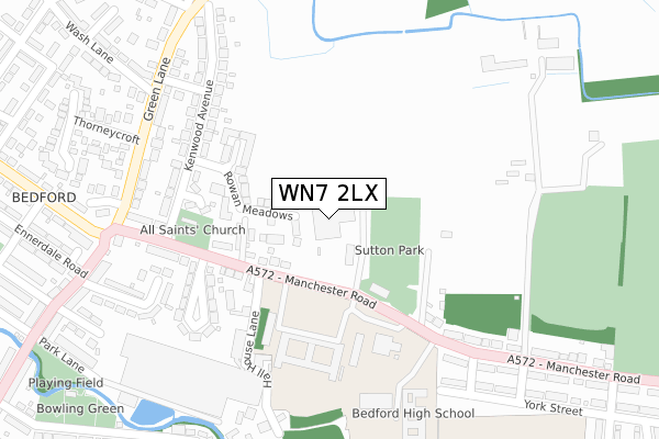 WN7 2LX map - large scale - OS Open Zoomstack (Ordnance Survey)