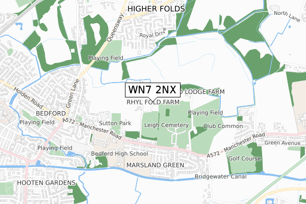 WN7 2NX map - small scale - OS Open Zoomstack (Ordnance Survey)