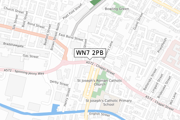 WN7 2PB map - large scale - OS Open Zoomstack (Ordnance Survey)