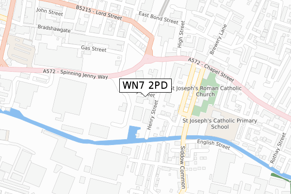 WN7 2PD map - large scale - OS Open Zoomstack (Ordnance Survey)