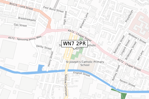 WN7 2PR map - large scale - OS Open Zoomstack (Ordnance Survey)