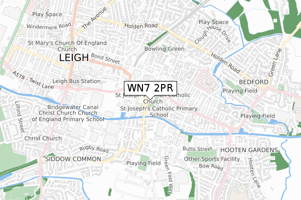 WN7 2PR map - small scale - OS Open Zoomstack (Ordnance Survey)