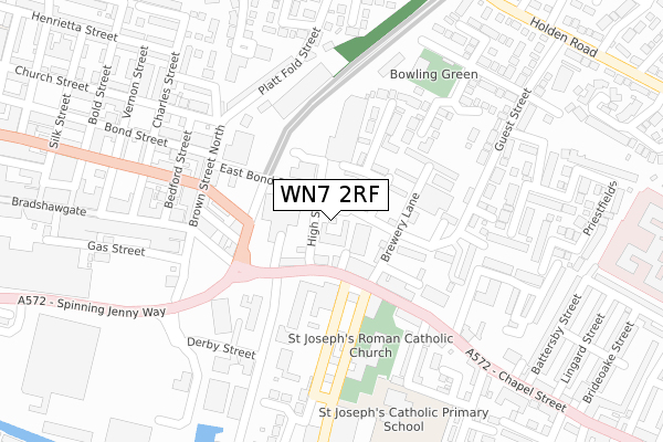 WN7 2RF map - large scale - OS Open Zoomstack (Ordnance Survey)