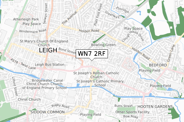 WN7 2RF map - small scale - OS Open Zoomstack (Ordnance Survey)