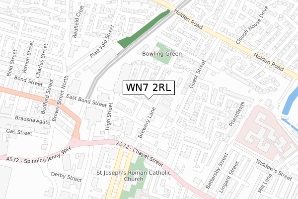 WN7 2RL map - large scale - OS Open Zoomstack (Ordnance Survey)