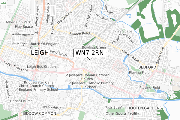 WN7 2RN map - small scale - OS Open Zoomstack (Ordnance Survey)