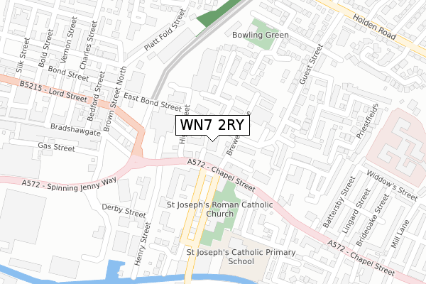 WN7 2RY map - large scale - OS Open Zoomstack (Ordnance Survey)