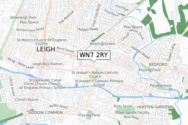 WN7 2RY map - small scale - OS Open Zoomstack (Ordnance Survey)