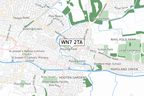 WN7 2TA map - small scale - OS Open Zoomstack (Ordnance Survey)