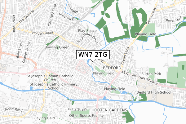 WN7 2TG map - small scale - OS Open Zoomstack (Ordnance Survey)