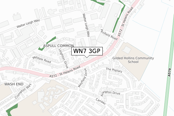 WN7 3GP map - large scale - OS Open Zoomstack (Ordnance Survey)