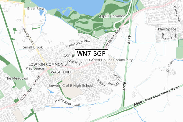 WN7 3GP map - small scale - OS Open Zoomstack (Ordnance Survey)