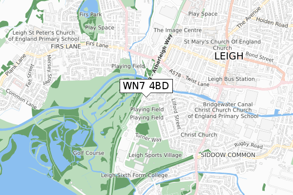 WN7 4BD map - small scale - OS Open Zoomstack (Ordnance Survey)