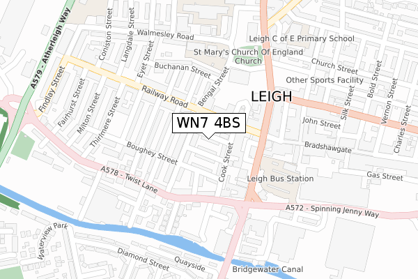 WN7 4BS map - large scale - OS Open Zoomstack (Ordnance Survey)