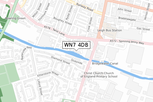 WN7 4DB map - large scale - OS Open Zoomstack (Ordnance Survey)