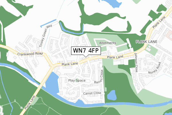 WN7 4FP map - large scale - OS Open Zoomstack (Ordnance Survey)
