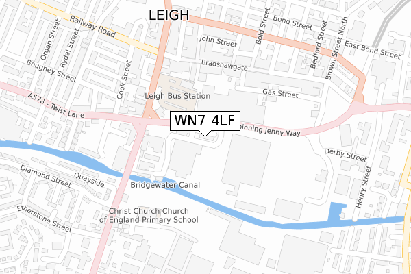 WN7 4LF map - large scale - OS Open Zoomstack (Ordnance Survey)