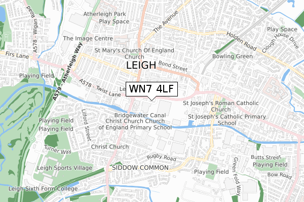 WN7 4LF map - small scale - OS Open Zoomstack (Ordnance Survey)