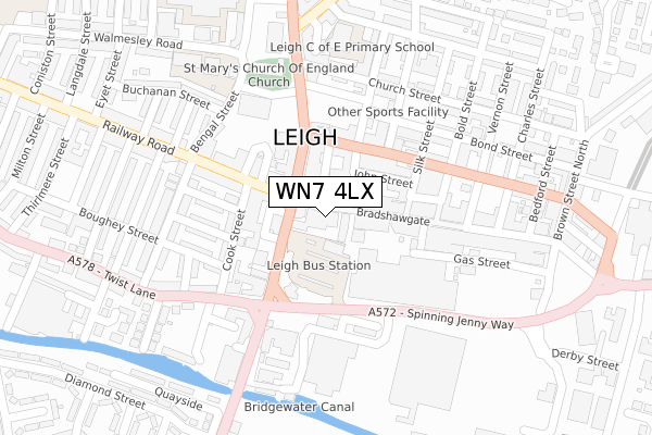 WN7 4LX map - large scale - OS Open Zoomstack (Ordnance Survey)