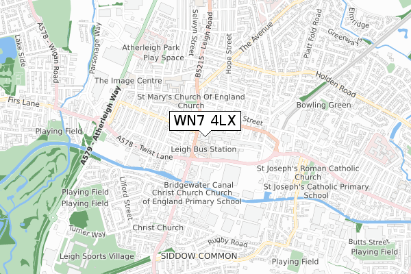 WN7 4LX map - small scale - OS Open Zoomstack (Ordnance Survey)