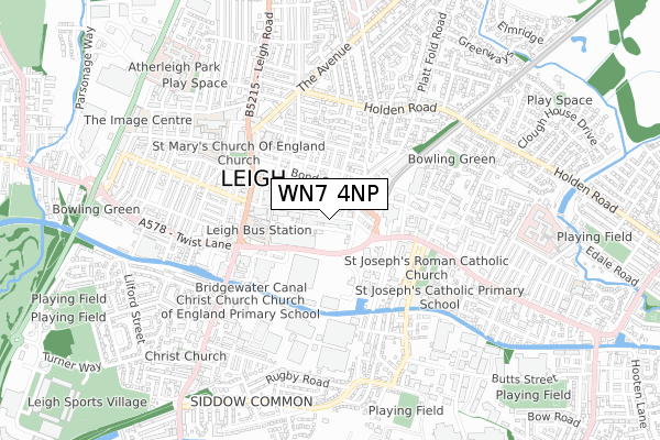 WN7 4NP map - small scale - OS Open Zoomstack (Ordnance Survey)